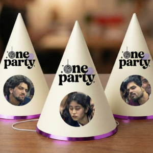 One Party "Squad Goals" Custom Party Hats | Pack of 10 | Premium Cream Cardstock with Purple Foil Trim
