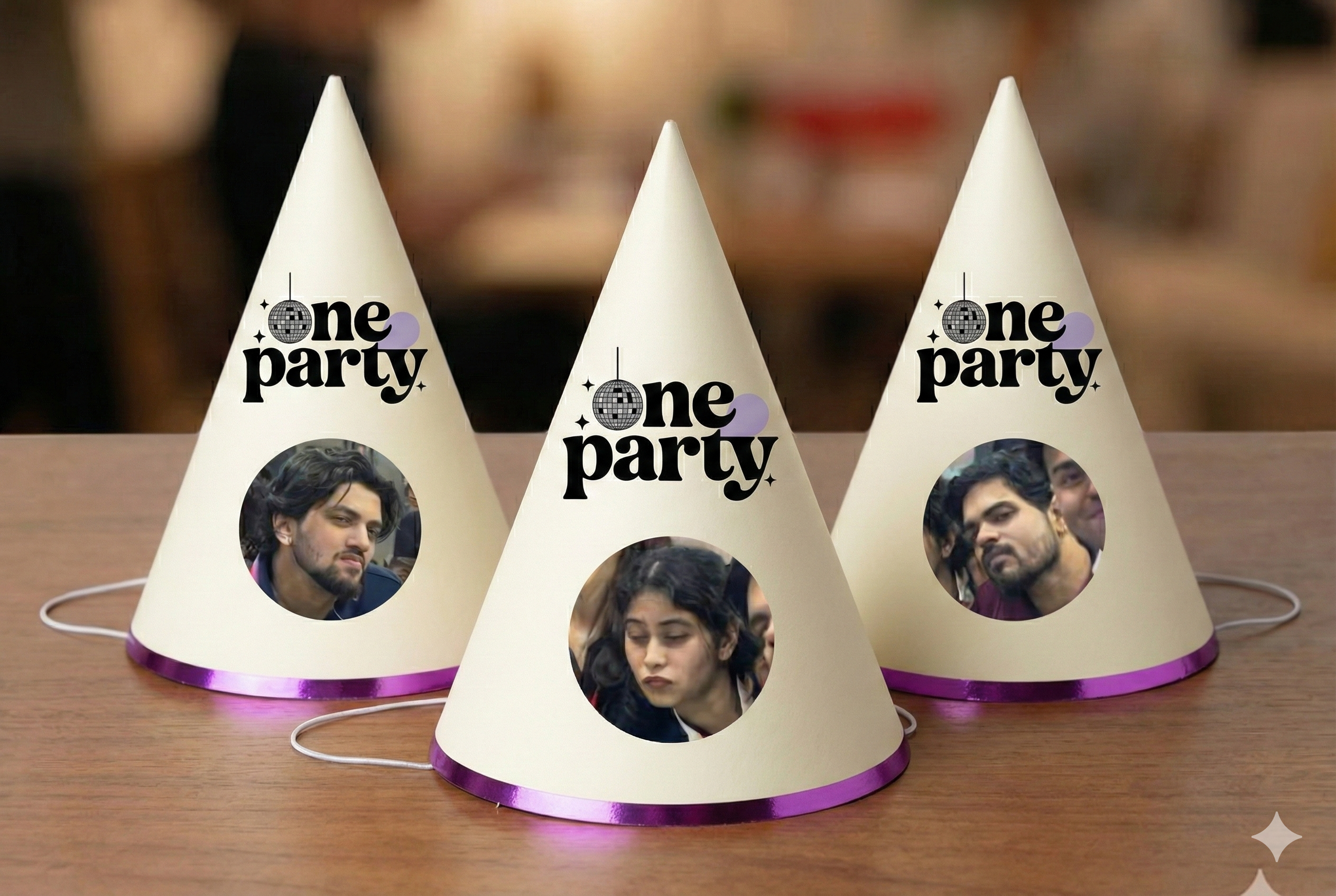 One Party "Squad Goals" Custom Party Hats | Pack of 10 | Premium Cream Cardstock with Purple Foil Trim