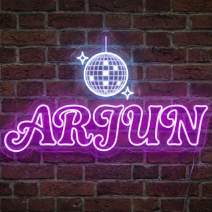 One Party "Glow Up" Custom LED Neon Sign | Personalized Name & Disco Ball Logo | Wall Decor