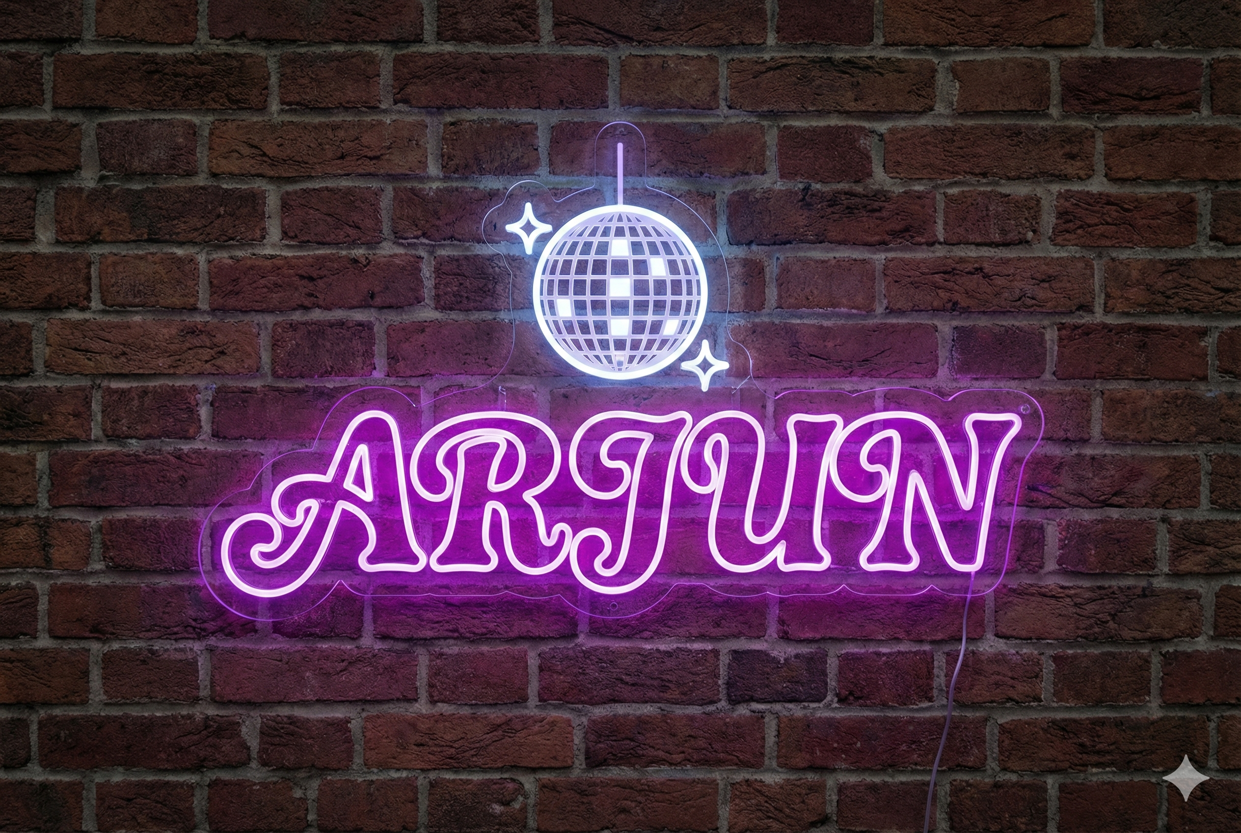 One Party "Glow Up" Custom LED Neon Sign | Personalized Name & Disco Ball Logo | Wall Decor